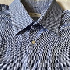 Mazzini made in Italy men’s long sleeve cotton dress shirt blue size 17 34-35